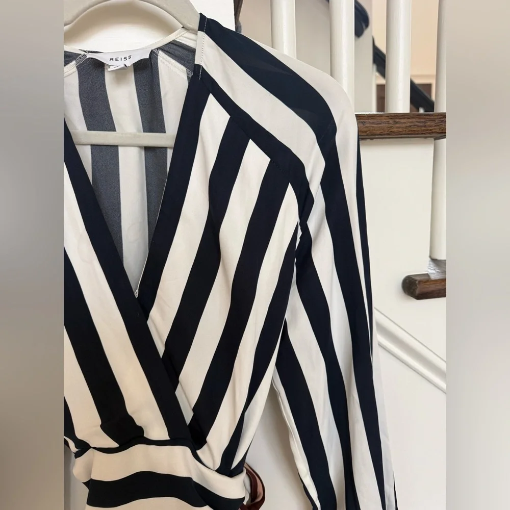 REISS Nola Colourblock Stripe Asymmetric Midi Dress – Excellent Condition - Picture 11 of 14